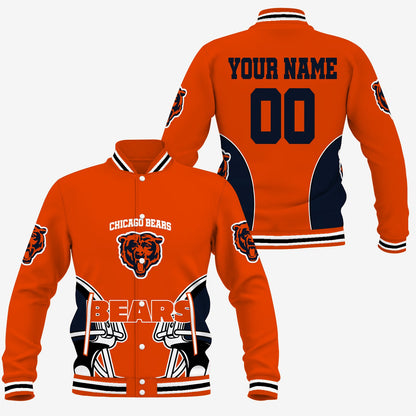 [SPECIAL OFFER] NEW CUSTOMIZED NFL26 CCB CHICAGO BEARS SATIN VARSITY & BASEBALL JACKET