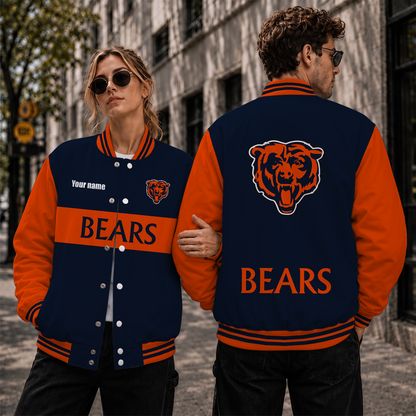 [SPECIAL OFFER] NEW CUSTOMIZED NFL26 CCB CHICAGO BEARS SATIN VARSITY & BASEBALL JACKET