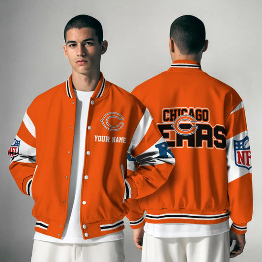 [SPECIAL OFFER] NEW CUSTOMIZED NFL26 CCB CHICAGO BEARS SATIN VARSITY & BASEBALL JACKET