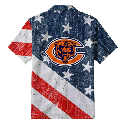 [SPECIAL OFFER] NEW CUSTOMIZED NFL26 CCB CHICAGO BEARS PATRIOTIC 250 USA HAWAIIAN SHIRT