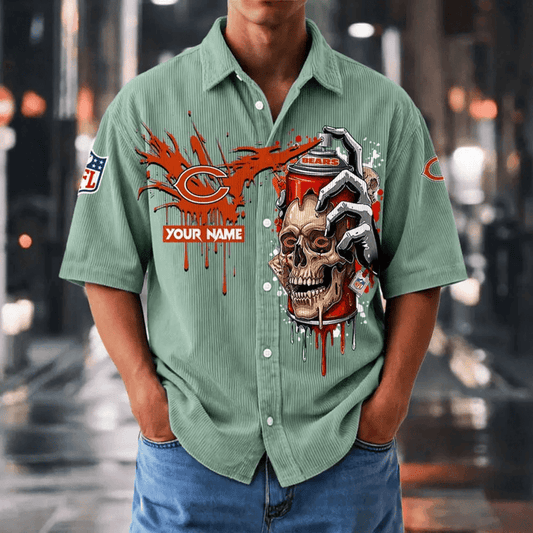 [SPECIAL OFFER] NEW CUSTOMIZED NFL26 CCB CHICAGO BEARS SEERSUCKER BUTTON SHIRT