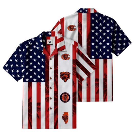 [SPECIAL OFFER] NEW CUSTOMIZED NFL26 CCB CHICAGO BEARS PATRIOTIC 250 USA HAWAIIAN SHIRT