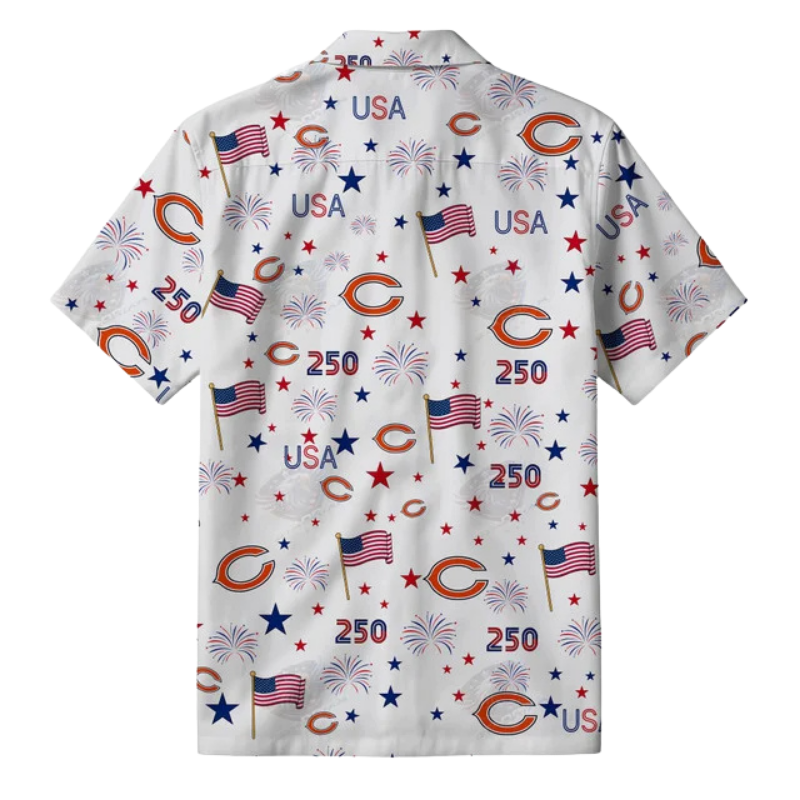 [SPECIAL OFFER] NEW CUSTOMIZED NFL26 CCB CHICAGO BEARS PATRIOTIC 250 USA HAWAIIAN SHIRT