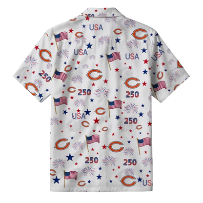 [SPECIAL OFFER] NEW CUSTOMIZED NFL26 CCB CHICAGO BEARS PATRIOTIC 250 USA HAWAIIAN SHIRT