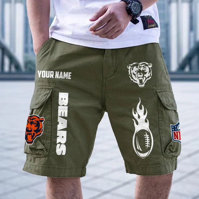 [SPECIAL OFFER] NEW CUSTOMIZED NFL26 CCB CHICAGO BEARS CARGO SHORTS