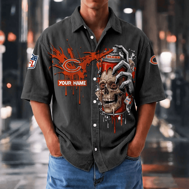 [SPECIAL OFFER] NEW CUSTOMIZED NFL26 CCB CHICAGO BEARS SEERSUCKER BUTTON SHIRT
