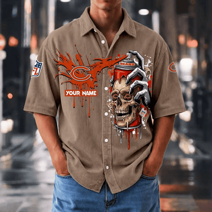 [SPECIAL OFFER] NEW CUSTOMIZED NFL26 CCB CHICAGO BEARS SEERSUCKER BUTTON SHIRT