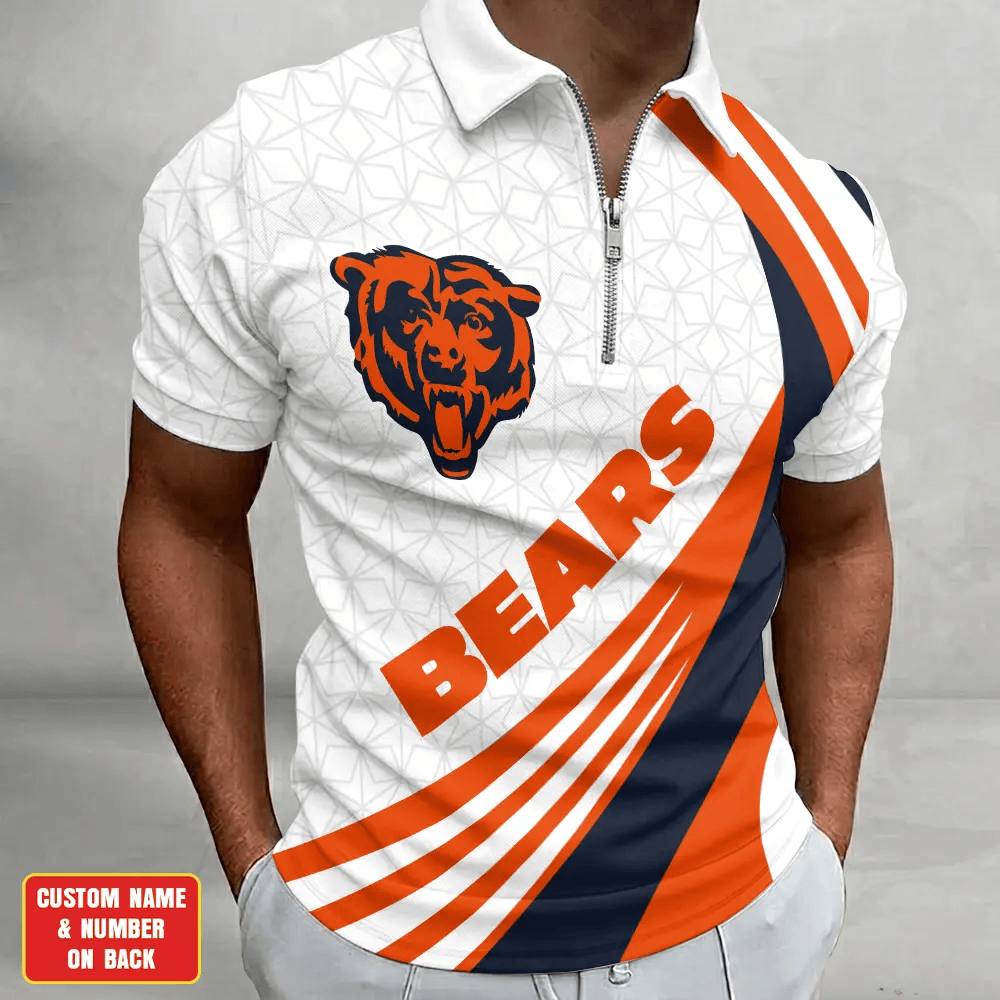[SPECIAL OFFER] NEW CUSTOMIZED NFL26 CCB CHICAGO BEARS ZIP POLO SHIRT