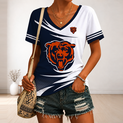 [SPECIAL OFFER] NEW CUSTOMIZED NFL26 CCB CHICAGO BEARS V-NECK FEMALE SHIRT