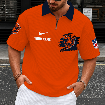 [SPECIAL OFFER] NEW CUSTOMIZED NFL26 CCB CHICAGO BEARS QUARTER-ZIP POLO SHIRT