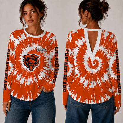 [SPECIAL OFFER] NEW CUSTOMIZED NFL26 CCB CHICAGO BEARS WOMEN'S BACK V-CUT LONG-SLEEVE SHIRT