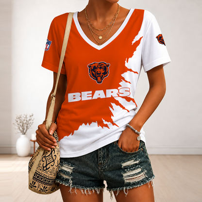 [SPECIAL OFFER] NEW CUSTOMIZED NFL26 CCB CHICAGO BEARS V-NECK FEMALE SHIRT