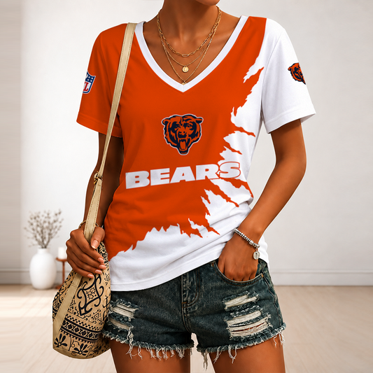 [SPECIAL OFFER] NEW CUSTOMIZED NFL26 CCB CHICAGO BEARS V-NECK FEMALE SHIRT