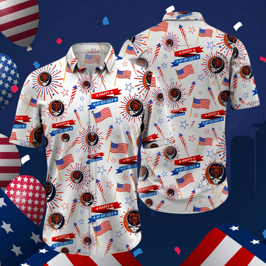 [SPECIAL OFFER] NEW CUSTOMIZED NFL26 CCB CHICAGO BEARS PATRIOTIC 250 USA HAWAIIAN SHIRT