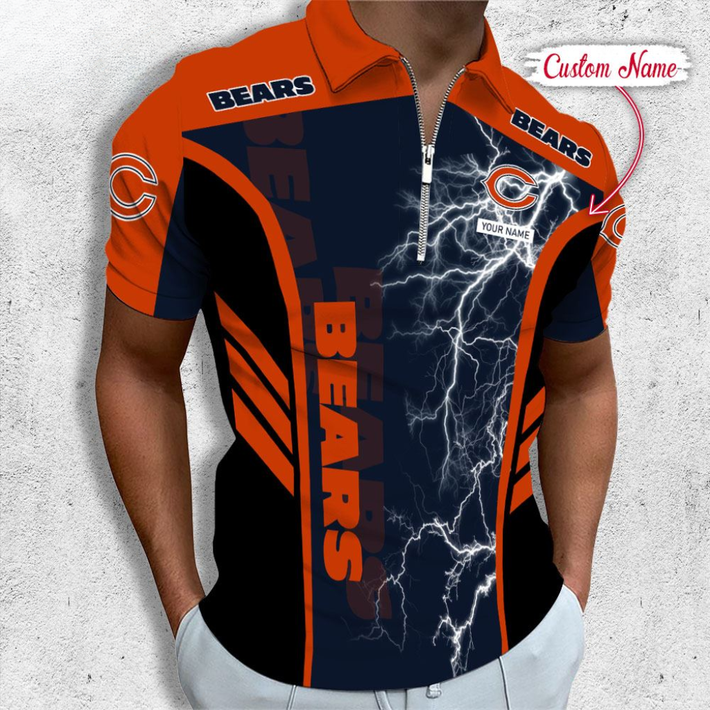 [SPECIAL OFFER] NEW CUSTOMIZED NFL26 CCB CHICAGO BEARS ZIP POLO SHIRT