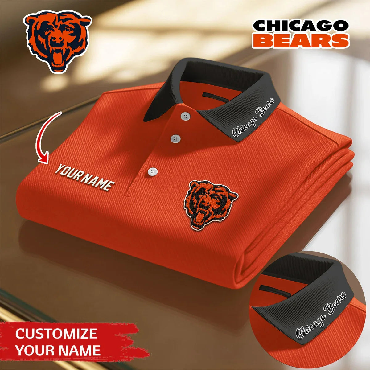 [SPECIAL OFFER] NEW CUSTOMIZED NFL26 CCB CHICAGO BEARS POLO SHIRT