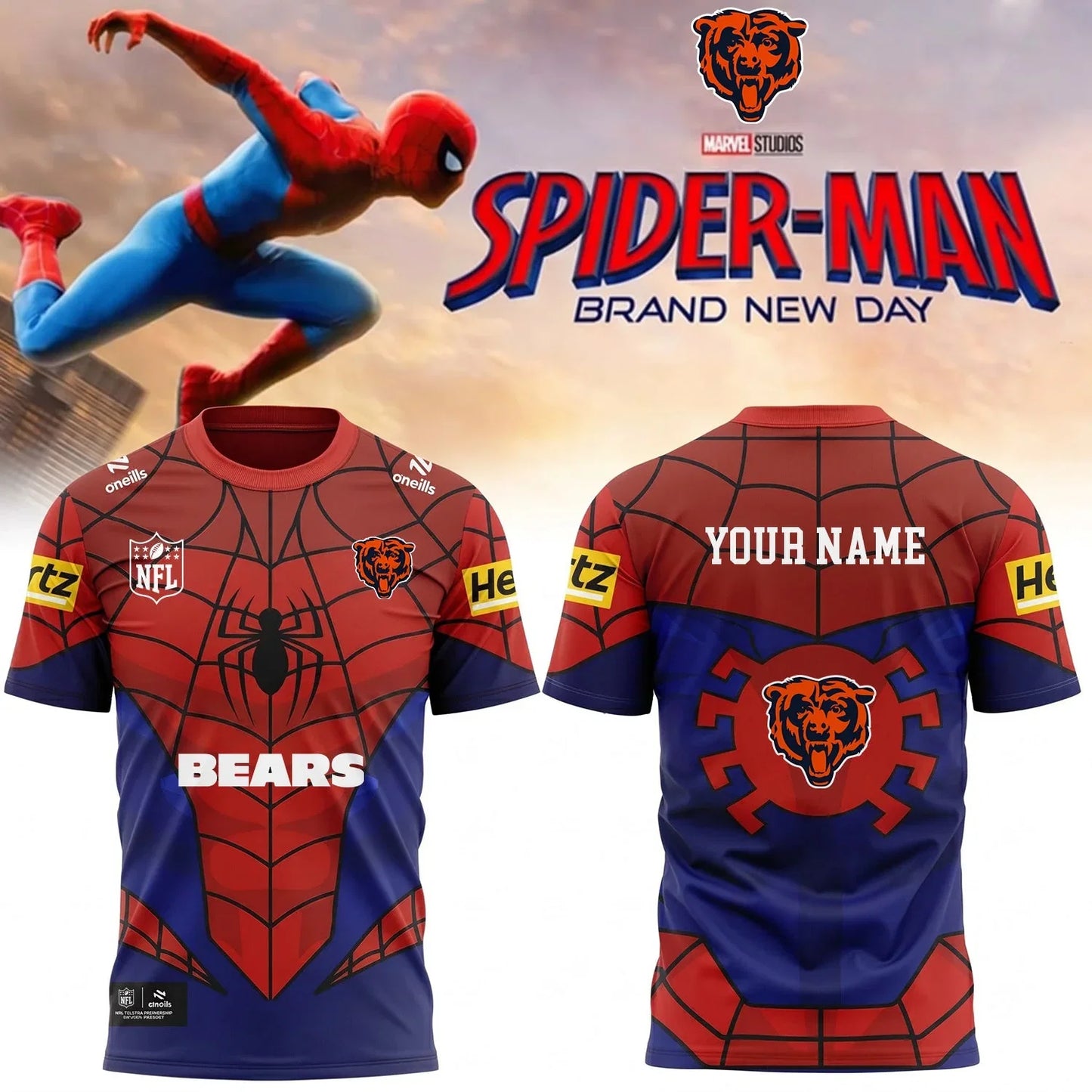 [SPECIAL OFFER] NEW CUSTOMIZED NFL26 CCB CHICAGO BEARS x SPIDER T-SHIRT, HOODIE & ZIP HOODIE