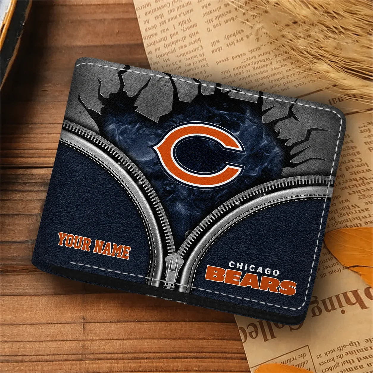 [SPECIAL OFFER] NEW CUSTOMIZED NFL26 CCB CHICAGO BEARS LEATHER WALLET