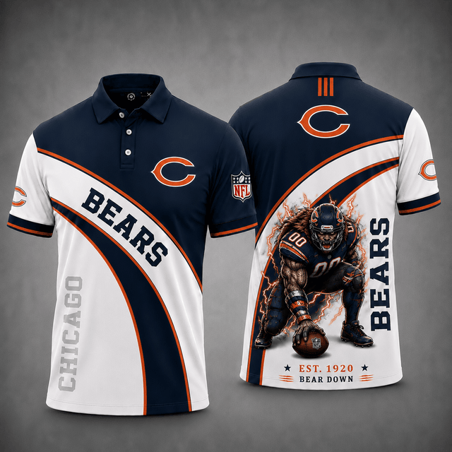 [SPECIAL OFFER] NEW CUSTOMIZED NFL26 CCB CHICAGO BEARS POLO SHIRT