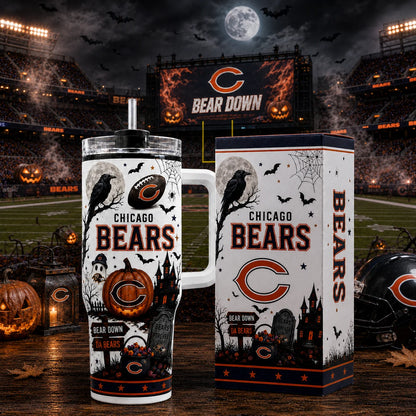 [SPECIAL OFFER] NEW CUSTOMIZED NFL26 CCB CHICAGO BEARS HALLOWEEN  40OZ TUMBLER