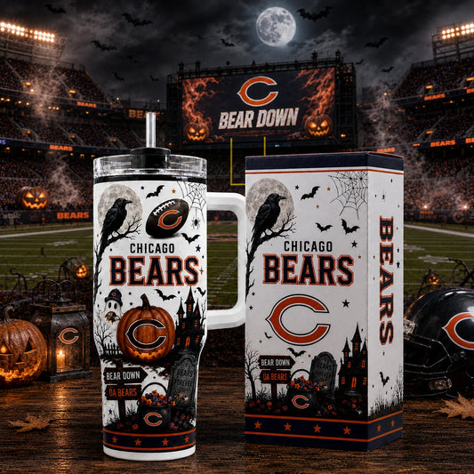 [SPECIAL OFFER] NEW CUSTOMIZED NFL26 CCB CHICAGO BEARS HALLOWEEN  40OZ TUMBLER