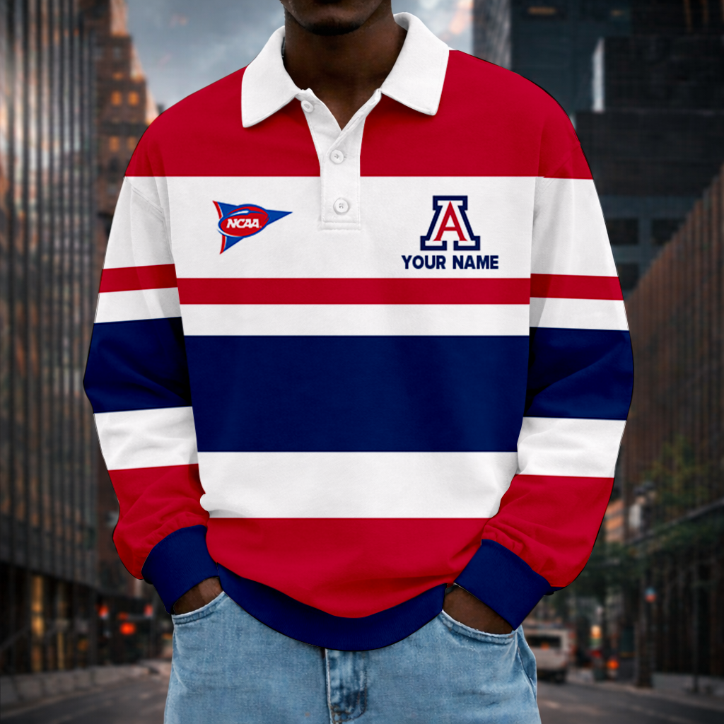 MEGA SALE - NEW CUSTOMIZED FBS NCAA27 ARW AR WILCATS UNISEX LONG SLEEVE POLO