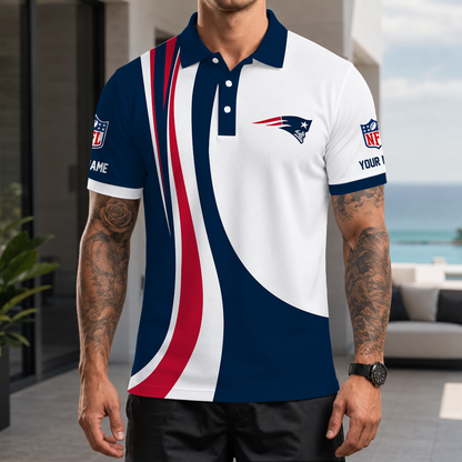 [SPECIAL OFFER] NEW CUSTOMIZED NFL27 NEP NEW ENGLAND PATRIOTS POLO SHIRT