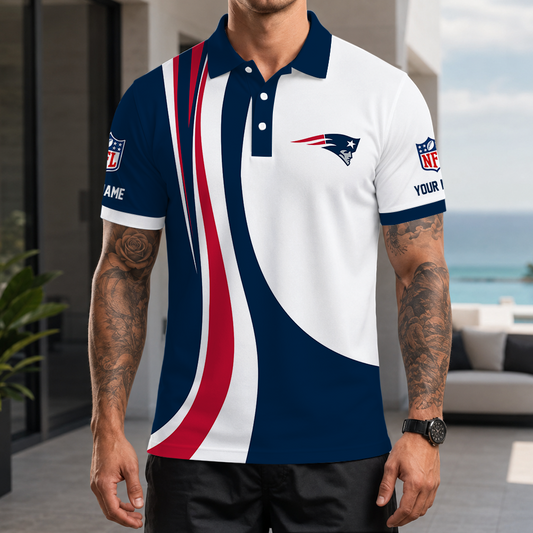 [SPECIAL OFFER] NEW CUSTOMIZED NFL27 NEP NEW ENGLAND PATRIOTS POLO SHIRT