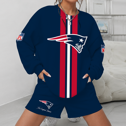 [SPECIAL OFFER] NEW CUSTOMIZED NFL27 NEP NEW ENGLAND PATRIOTS UNISEX SWEATSHIRT & SHORTS SET