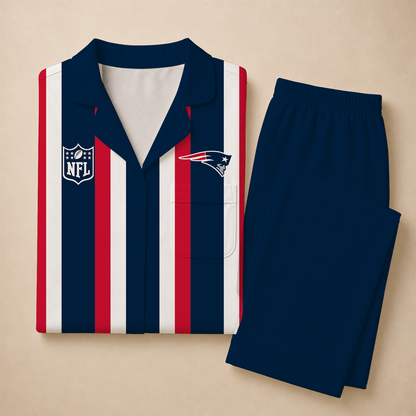 [SPECIAL OFFER] NEW CUSTOMIZED NFL27 NEP NEW ENGLAND PATRIOTS SHORT SLEEVE & LONG PANTS PAJAMAS SET