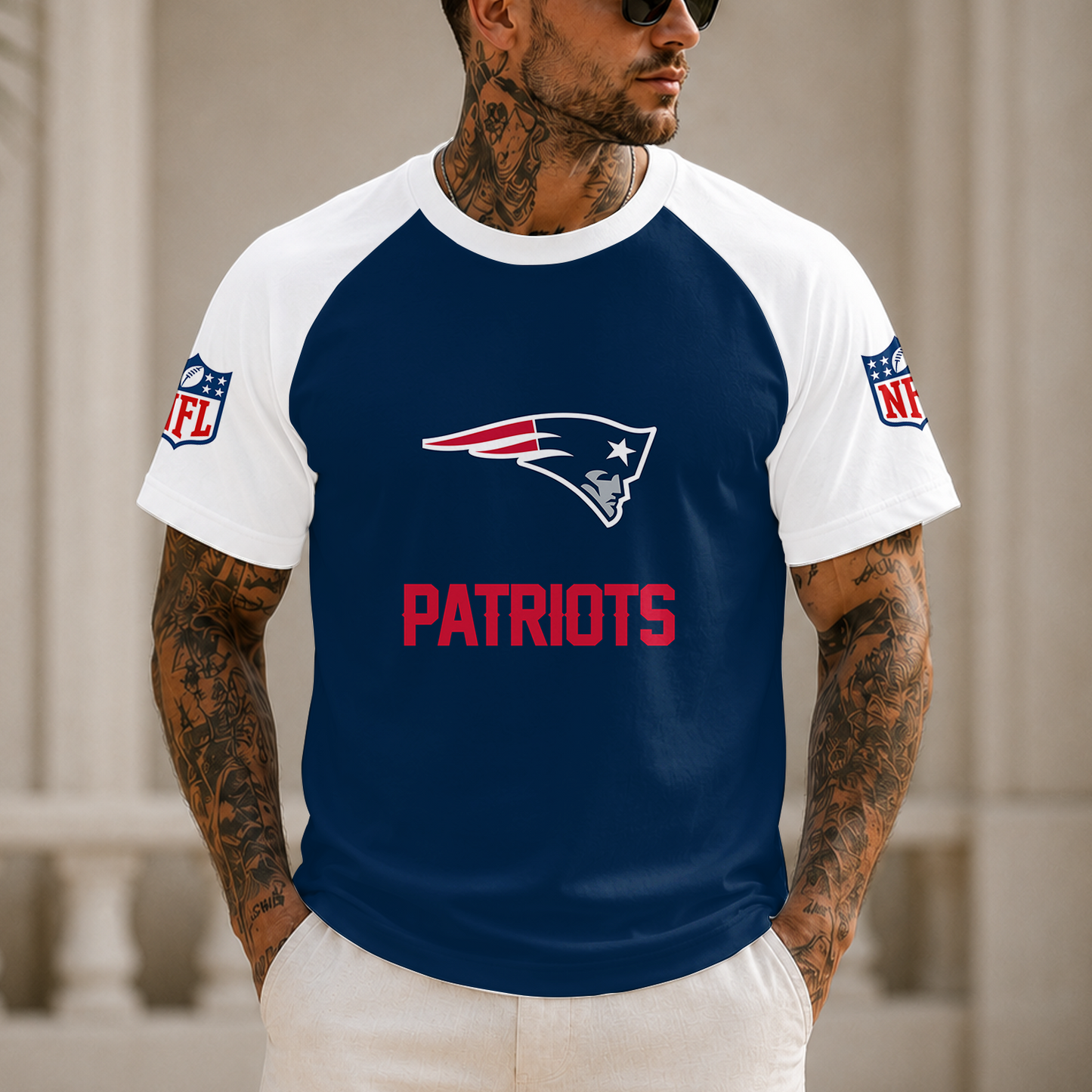 [SPECIAL OFFER] NEW CUSTOMIZED NFL27 NEP NEW ENGLAND PATRIOTS RAGLAN TEE