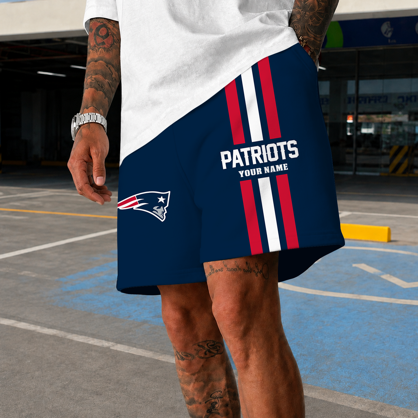 [SPECIAL OFFER] NEW CUSTOMIZED NFL27 NEP NEW ENGLAND PATRIOTS SHORT PANTS