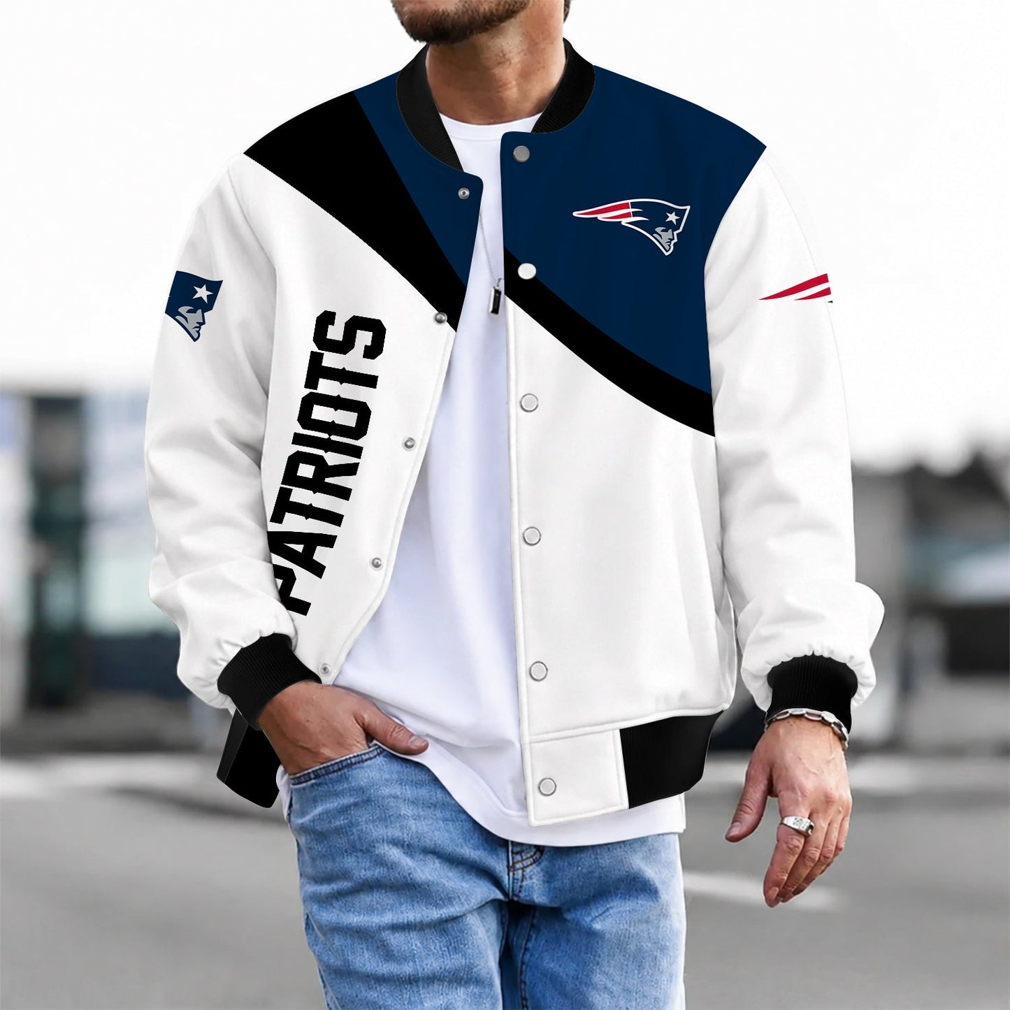 [SPECIAL OFFER] NEW CUSTOMIZED NFL27 NEP NEW ENGLAND PATRIOTS SATIN VARSITY & BASEBALL JACKET