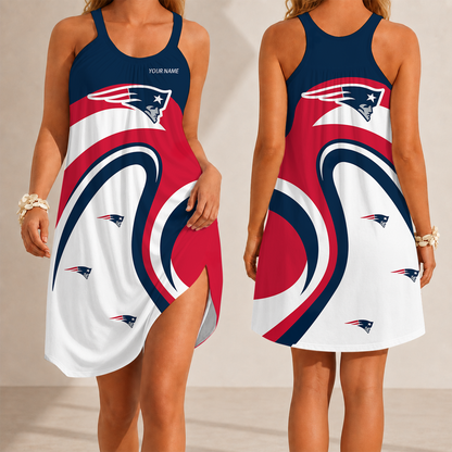 [SPECIAL OFFER] NEW CUSTOMIZED NFL27 NEP NEW ENGLAND PATRIOTS CAMISOLE DRESS