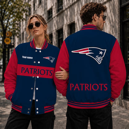 [SPECIAL OFFER] NEW CUSTOMIZED NFL27 NEP NEW ENGLAND PATRIOTS SATIN VARSITY & BASEBALL JACKET