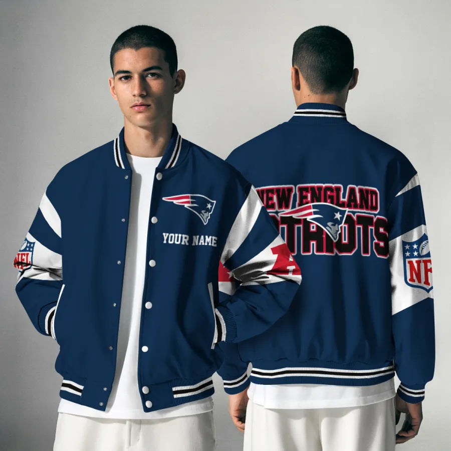 [SPECIAL OFFER] NEW CUSTOMIZED NFL27 NEP NEW ENGLAND PATRIOTS SATIN VARSITY & BASEBALL JACKET