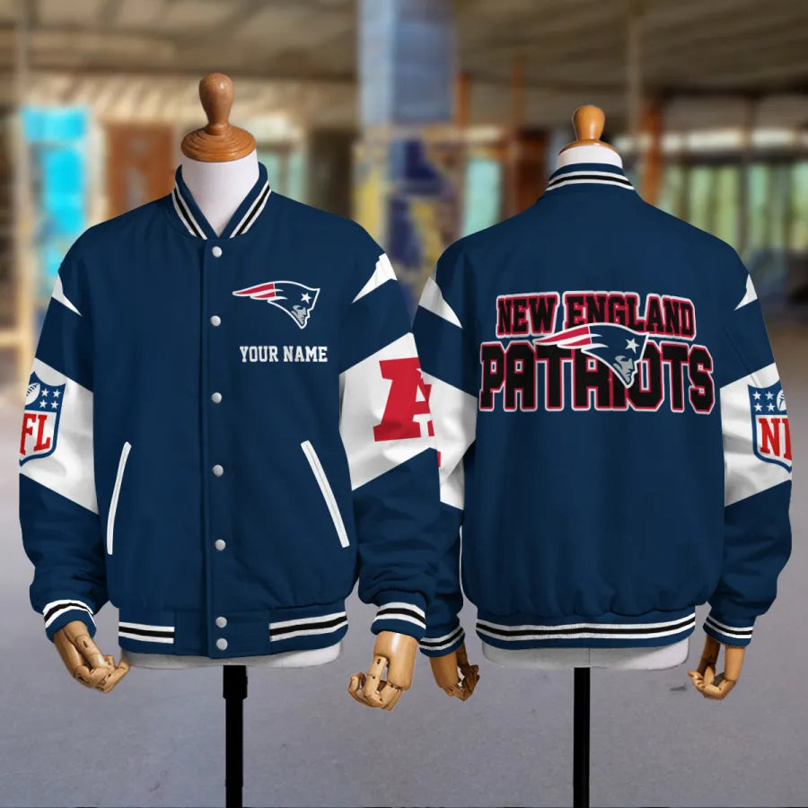 [SPECIAL OFFER] NEW CUSTOMIZED NFL27 NEP NEW ENGLAND PATRIOTS SATIN VARSITY & BASEBALL JACKET