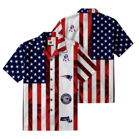 [SPECIAL OFFER] NEW CUSTOMIZED NFL27 NEP NEW ENGLAND PATRIOTS PATRIOTIC 250 USA HAWAIIAN SHIRT