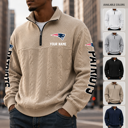 [SPECIAL OFFER] NEW CUSTOMIZED NFL27 NEP NEW ENGLAND PATRIOTS MULTICOLOR QUARTER-ZIP SWEATSHIRT