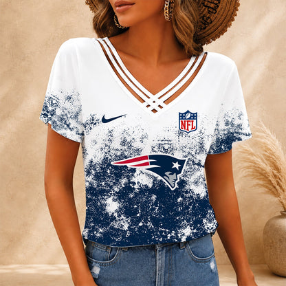 [SPECIAL OFFER] NEW CUSTOMIZED NFL27 NEP NEW ENGLAND PATRIOTS V-NECK SHIRT