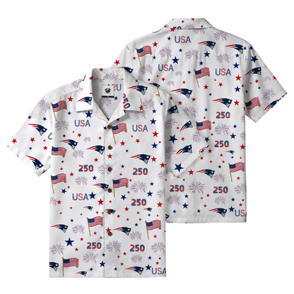 [SPECIAL OFFER] NEW CUSTOMIZED NFL27 NEP NEW ENGLAND PATRIOTS PATRIOTIC 250 USA HAWAIIAN SHIRT
