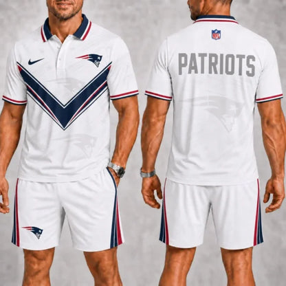 [SPECIAL OFFER] NEW CUSTOMIZED NFL27 NEP NEW ENGLAND PATRIOTS POLO SHIRT & SHORT PANTS
