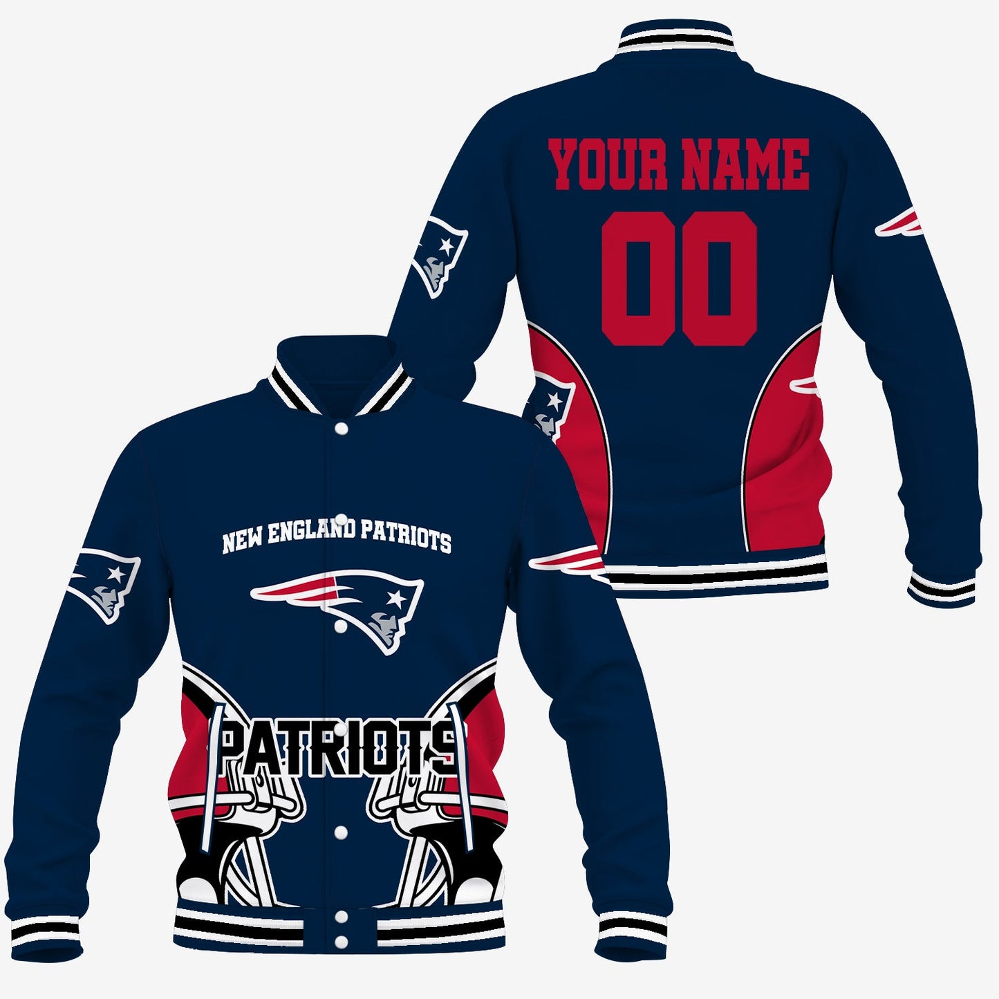 [SPECIAL OFFER] NEW CUSTOMIZED NFL27 NEP NEW ENGLAND PATRIOTS SATIN VARSITY & BASEBALL JACKET
