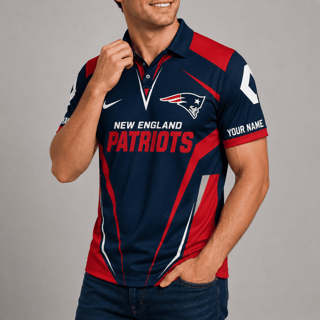 [SPECIAL OFFER] NEW CUSTOMIZED NFL27 NEP NEW ENGLAND PATRIOTS POLO SHIRT