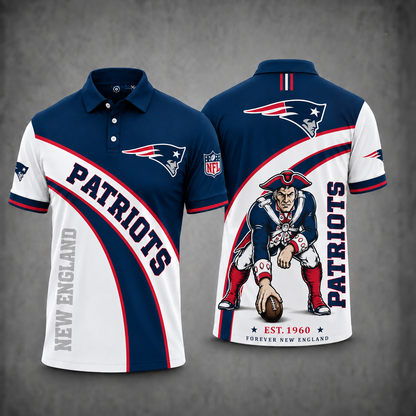 [SPECIAL OFFER] NEW CUSTOMIZED NFL27 NEP NEW ENGLAND PATRIOTS POLO SHIRT