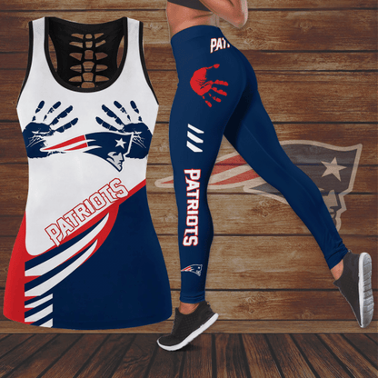 [SPECIAL OFFER] NEW CUSTOMIZED NFL27 NEP NEW ENGLAND PATRIOTS HOLLOW TANK TOP & LEGGINGS SET
