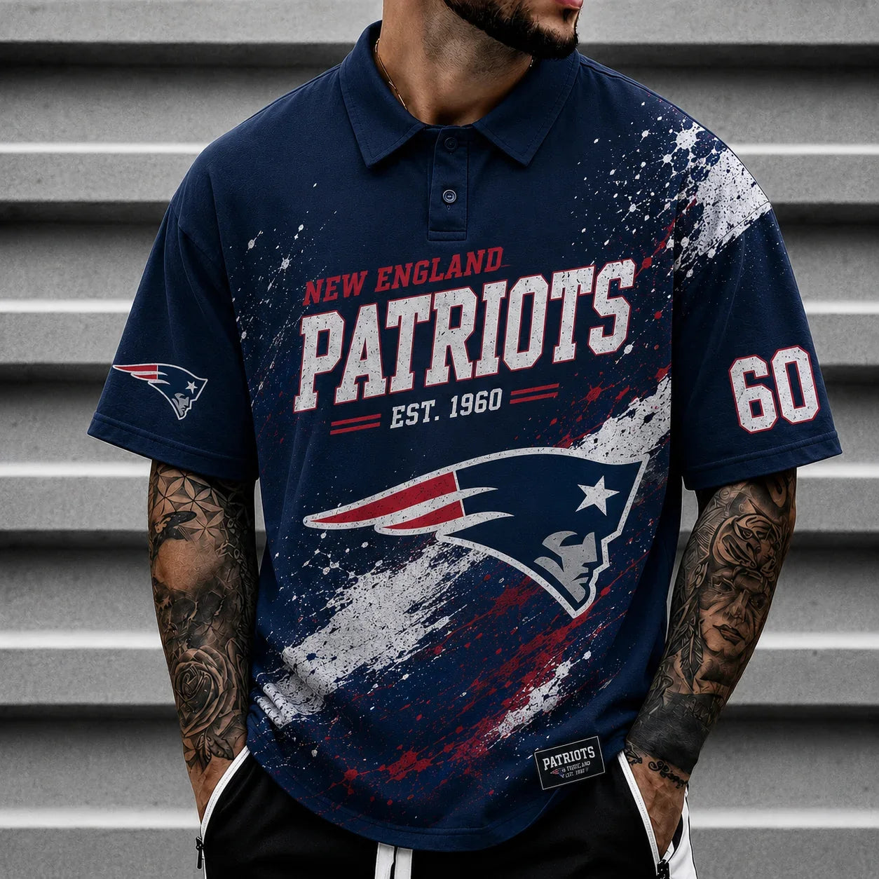 [SPECIAL OFFER] NEW CUSTOMIZED NFL27 NEP NEW ENGLAND PATRIOTS POLO SHIRT