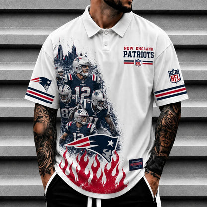 [SPECIAL OFFER] NEW CUSTOMIZED NFL27 NEP NEW ENGLAND PATRIOTS POLO SHIRT