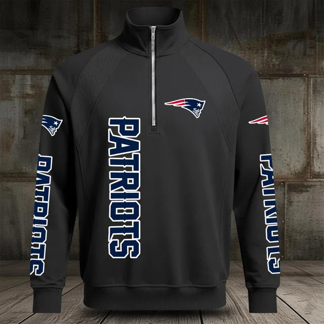 [SPECIAL OFFER] NEW CUSTOMIZED NFL27 NEP NEW ENGLAND PATRIOTS MEN'S MULTICOLOR QUARTER-ZIP PULLOVER