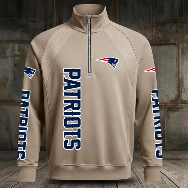 [SPECIAL OFFER] NEW CUSTOMIZED NFL27 NEP NEW ENGLAND PATRIOTS MEN'S MULTICOLOR QUARTER-ZIP PULLOVER